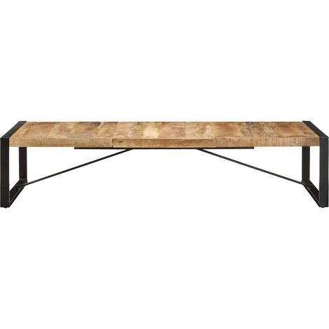 Table basse de salon style industriel en bois de manguier brut et acier 180 x 90 x 40 cm, 29.1kg (1/5)