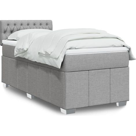 Boxspringbett mit Matratze Hellgrau 100x200 cm Stoff