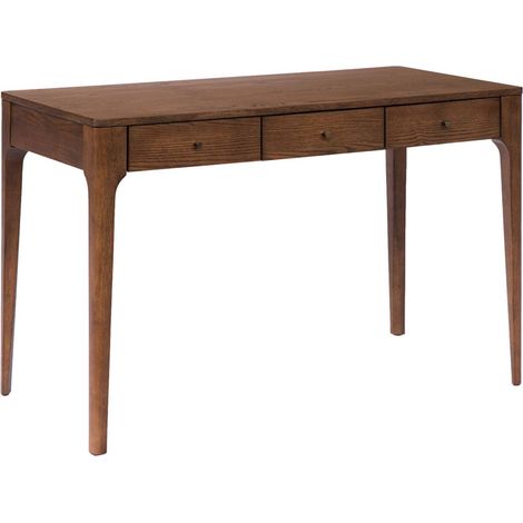 sweeek - Schreibtisch mit 3 Schubladen, Heveaholz und Eschenfurnier (1/4)