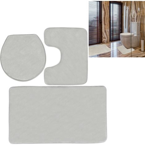 SWANEW Set di moquette per bagno da bagno darnite da bagno in 3 parti. microfibra non slittata. lavaggio della macchina. copertura del sedile del water. 50 x 80 cm. grigio (1/5)