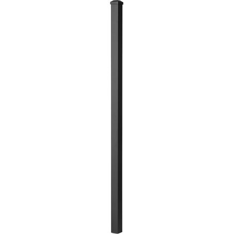 Easycloture – Poteau pour clôture aluminium 1.36 m – Section 50 x 50 mm – À sceller avec chapeau – Couleur noir