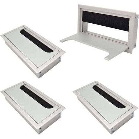 Passacavi Quadrato 80x 160mm per Incassato su Scrivania Tavolo Organizzatore Cavi per Mobili Passacavi in Alluminio Anodizzato Argento Set di 4 Passacavi (1/4)