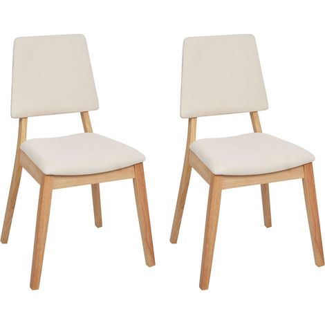 Set di 2 sedie da pranzo imbottite con schienale e seduta imbottiti in legno scuro e beige chiaro Merrill