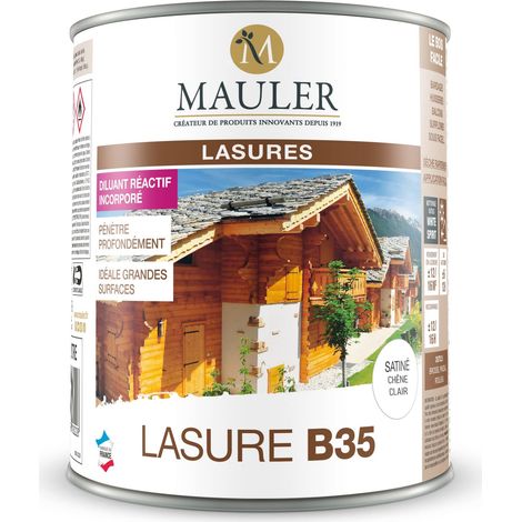 Lasure pour bois extérieur - 1L Satiné Chêne Clair - Protection UV et intempéries - Lasure B35 (1/5)