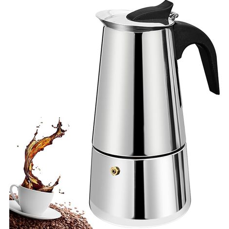 2 Tasse Stovetop Espresso Maker Stainless Steel Moka Pot Espresso Maker Percolator Italian Coffee Maker Capable Mocha Coffee Machine Cafe Classic Maker for Home et Camping 100ml 3.3oz (1/5)