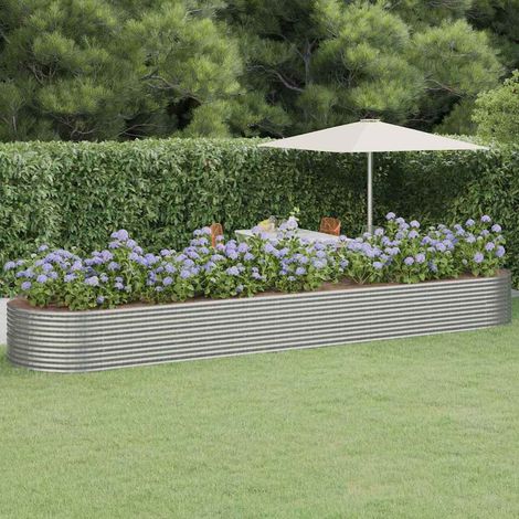 vidaXL Jardinera arriate acero recubrimiento polvo plata 584x140x68 cm (1/5)