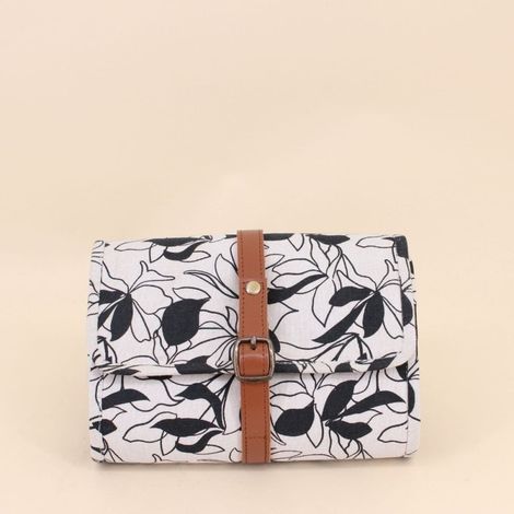 Pochette à bijoux fleuris marron, beige (1/5)