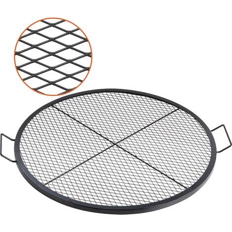 Grille à feu X-Marks 36 pouces, grille de cuisson ronde en acier robuste avec poignées, barbecue en plein air et camping (1/5)