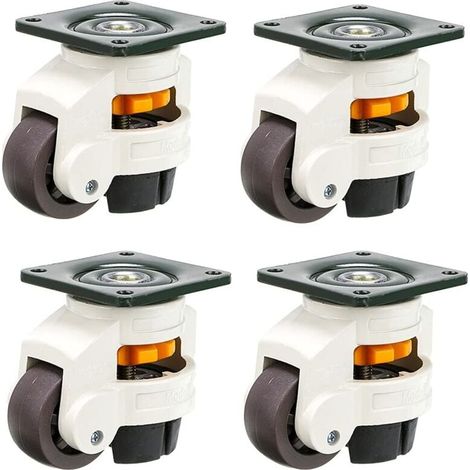 4Pcs Roulettes pour meubles, roue pivotante, roulettes de nivellement rétractable 60F, en alliage nylon et en aluminium, capacité de chargement 250 kg par roulette (1/4)