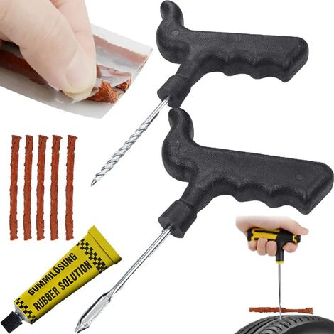 Kit de reparación de neumáticos, kit de reparación de neumáticos de coche, kit de reparación de averías, kit de reparación de motos y scooters, kit de reparación de neumáticos de coche Retoo