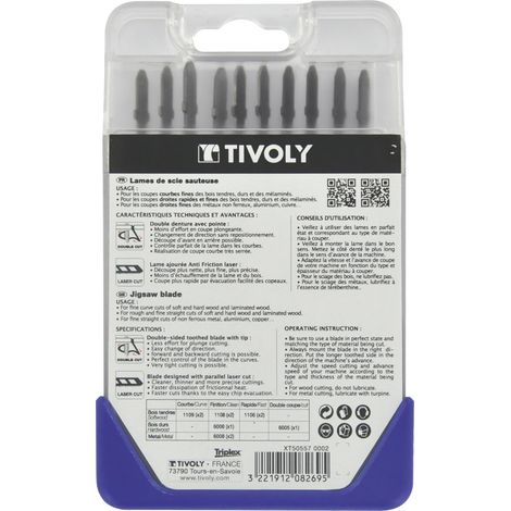 Tivoly • Confezione da 10 lame per seghetto alternativo per legno, melamina e metalli non ferrosi - Allegato T 