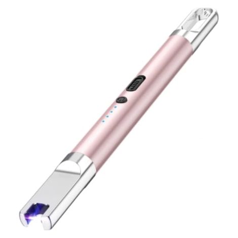 Allumeur électrique amélioré avec indicateur de batterie et interrupteur de sécurité, longue portée, rechargeable USB, sans flamme, idéal pour bougies et barbecue