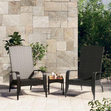 Chaise de jardin Adirondac, Fauteuil Extérieur, Siège confortablek Noir Résine tressée BGT70415 (1/5)