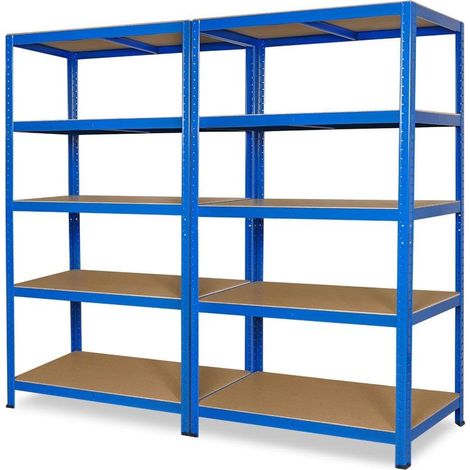 BRB Schwerlastregal, 5 Ebenen/10 Böden, 265 kg/Boden, BxTxH 180x50x180 cm, verzinkt (blau) (1/3)