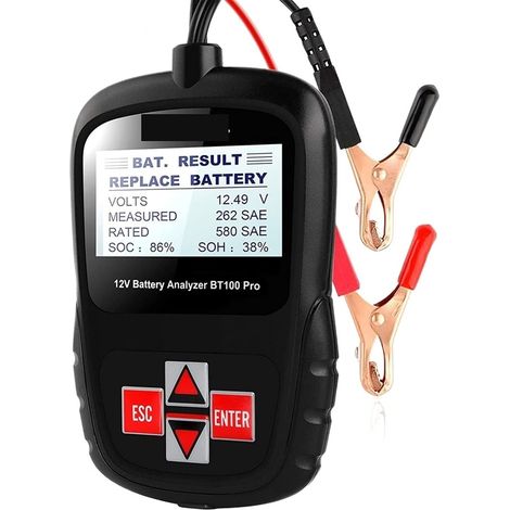 Testeur de charge de batterie BT100 6V 12V Testeur de batterie de voiture for inondé Gel AGM 100 à 110 0cca 200ah Outil de diagnostic de l'analyseur de la santé de la batterie (1/5)