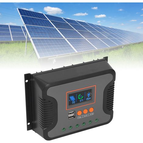 Contrôleur de chargeur de batterie solaire PowMrPWM 60 A avec deux ports USB, tableau de paramètres automatiques PWM 12/24/36/48 V, écran LCD réglable, compatible avec les batteries AGM, gel, à électr (1/5)