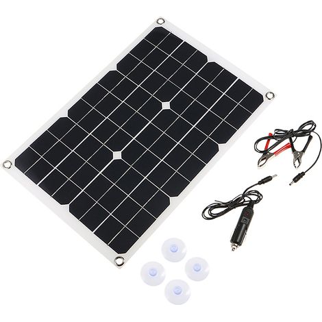 Panneau solaire double sortie 50 W CC 5 V/18 V avec 2 ports USB et chargeur de voiture IP65. Régulateur de charge solaire intelligent PWM 12 V/24 V. (1/5)