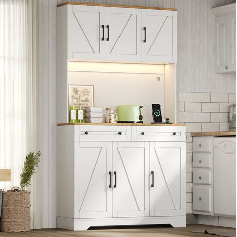 Mueble alto de cocina 180 x 100 x 40 cm con LED, enchufes y almacenaje DESVIAE (1/5)