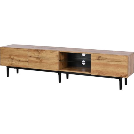 Modernes TV-Board aus MDF in Holzoptik, RGB-LEDs per App steuerbar, 175 x 31 x 41 cm (1/5)
