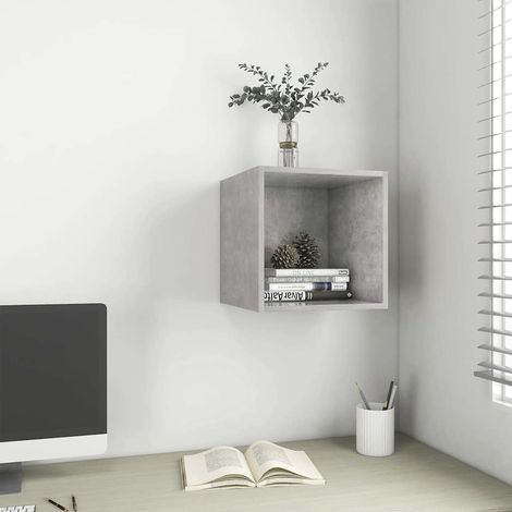 vidaXL Armoire murale Gris béton 37x37x37 cm Bois d’ingénierie (1/5)