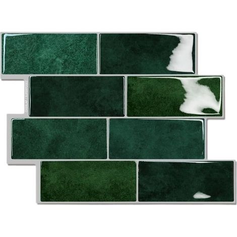 Autocollants 3D pour carrelage, autocollants muraux imperméables, multifonctions, 10 feuilles (vert) (1/5)
