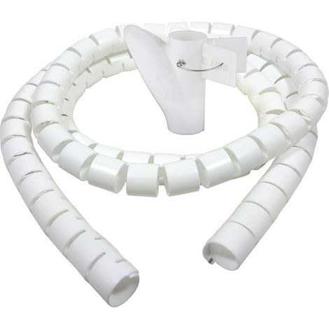 Goulotte de cables de bureau 3,0 m, gaine spiralée flexible pour cable de 20 mm, blanche (1/2)
