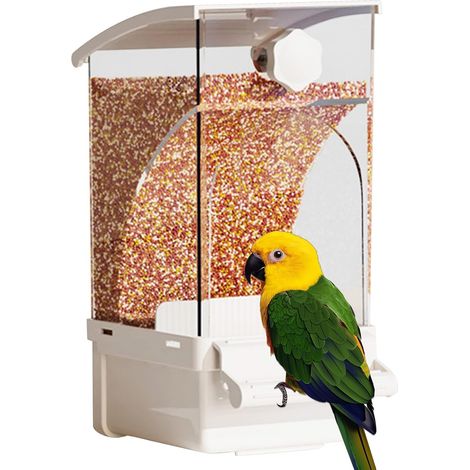 Mangeoire automatique pour cage Distributeur de nourriture pour oiseaux Accessoires de cage de décoration pour volière, accessoires pour perruches, calopsittes, canaris, cacatoès, conures (1/5)