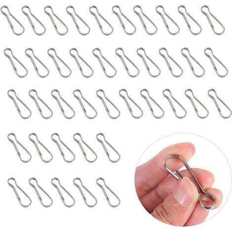 Set di 40 ganci a molla in metallo da soffitto per portachiavi, tessere identificative, targhette, materiali per il fai da te e anelli portachiavi - Argento (1/5)