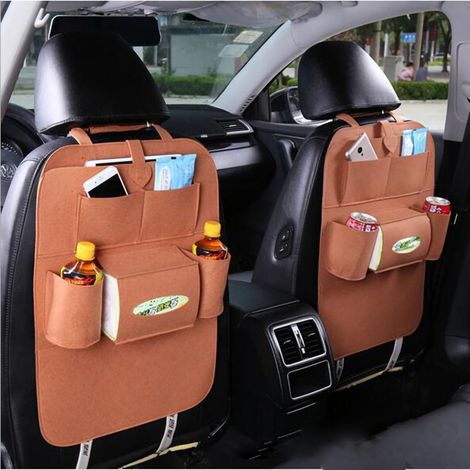 Organizzatore per sedile posteriore auto, borsa per sedile posteriore auto, resistente allo sporco, antiurto, facile da pulire (marrone).