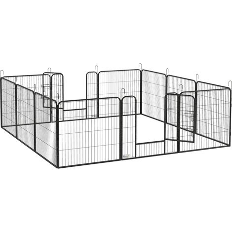 Espace de jeu flexible, parc pour chien 80 x 80 cm en acier avec 2 portes, pour maison, jardin et petits animaux (1/5)