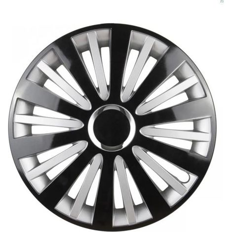 Enjoliveur de roue 16 pouces, noir/argent, cache-moyeu, garniture de roue, FALCON CZ SR 16 LEOPLAST (1/2)