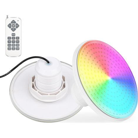 24W Éclairage de piscine LED pour piscine extérieure, 12V RGB pool light avec Télécommande,Eclairage piscine,pour cadre acier à parois acier,IP68 Etanche Câble 7m, 2 ¼