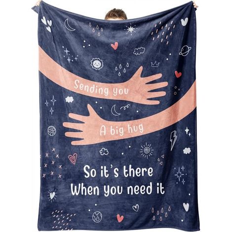 Cadeaux de prompt rétablissement pour femmes et hommes, je pense à toi/sympathie/cadeaux après une opération chirurgicale pour amis, sœurs, collègues, couvertures douces 100 x 130 cm (1/3)