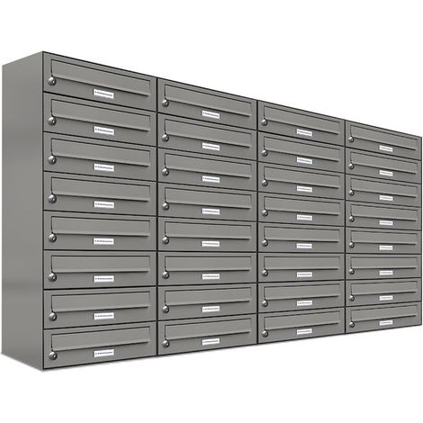 32er Premium Briefkasten Aluminiumgrau RAL Farbe 9007 für Außen Wand Postkasten (1/5)