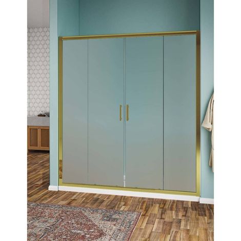 Nicchia scorrevole 2 fissi e 2 scorrevoli in vetro temperato opaco 6mm oro H190 - 150 cm