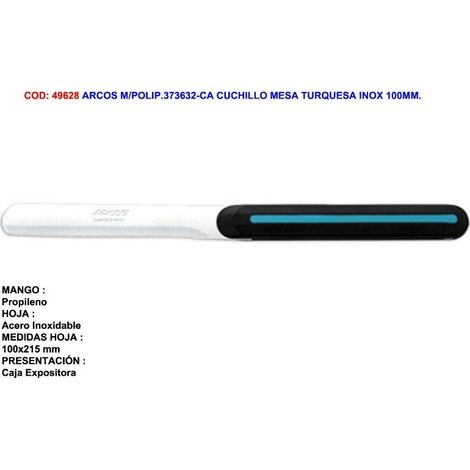 Cuchillo Arcos de Mesa perlado 373632 de una pieza de acero inoxidable Nitrum, mango de Polipropileno y hoja de 10 cm en caja