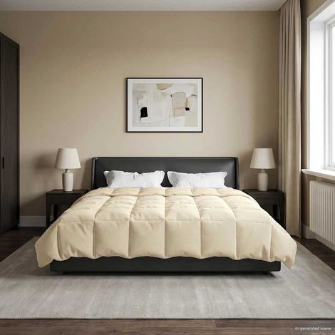 Winterbettdecke Gepolstert Creme 220 x 260 cm Mikrofaser