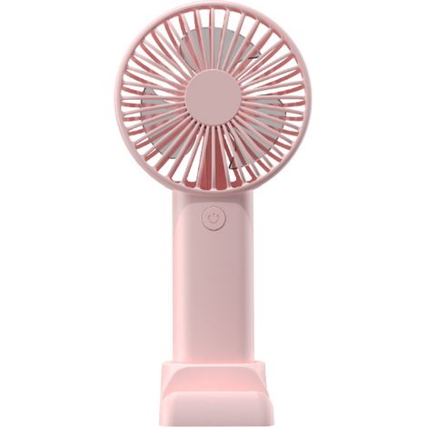 1 Ventilateur portable, 3 vitesses, silencieux, rechargeable USB, plastique ABS, rose, pour voyage bureau poussette (1/5)