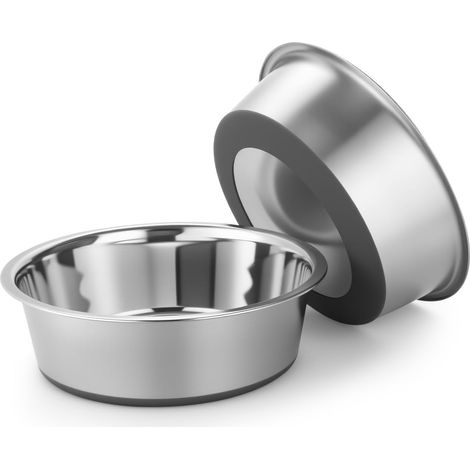 Juego de 2 comederos de acero inoxidable para perros, con base de goma antideslizante, aptos para lavavajillas, fáciles de limpiar y resistentes a la corrosión. Ideales para perros de tamaño mediano. (1/5)