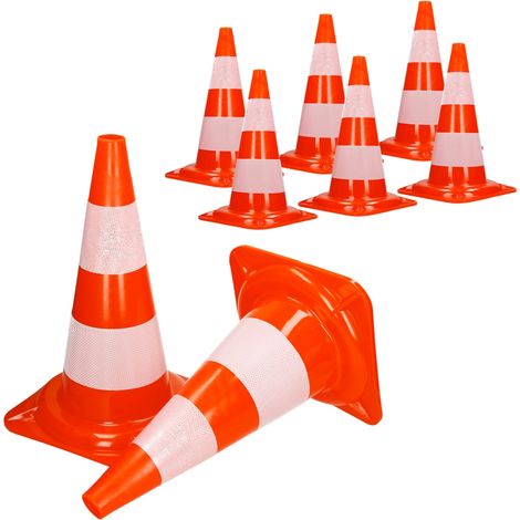 ECD Germany 8x Cono Segnaletico Spartitraffico Pilone Traffico Stradale 47 cm Arancione-Bianco Piloni Strisce Riflettenti Avvertimento di Traffico Cono di Sicurezza Impilabili Flessibile Rifrangente