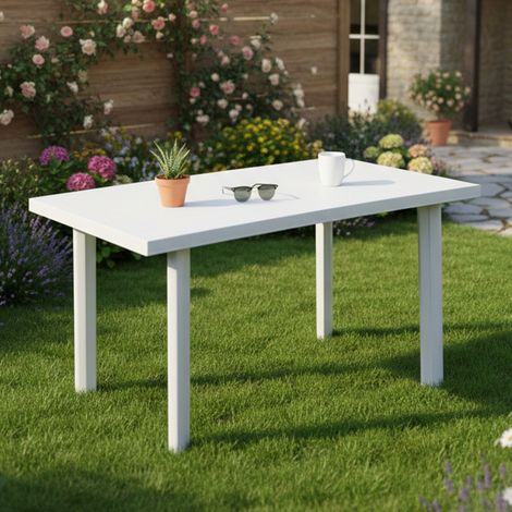 Dmora Rechteckiger Gartentisch, Made in Italy, 126x76x72 cm, Farbe Weiß (1/3)