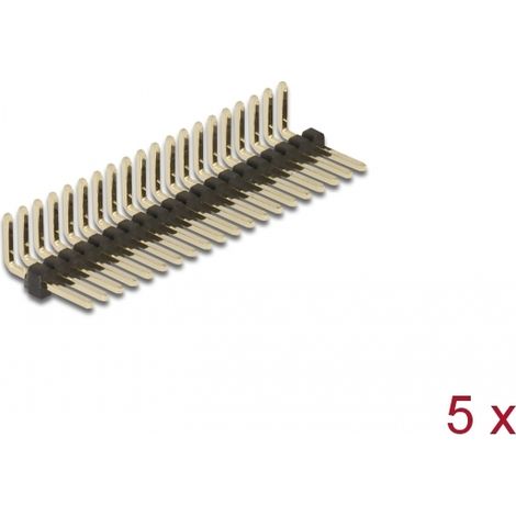 Delock Cabezal de 20 pines, densidad 1,27 mm, 1 hilera, angulado, 5 piezas