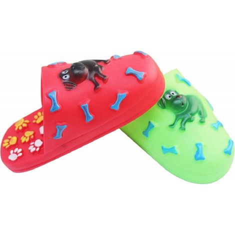 TrAdE Shop Traesio - Gioco Pantofola Ciabatta Con Suono Stridulo Gomma Cani Gatti Resistente Masticare - (1/2)