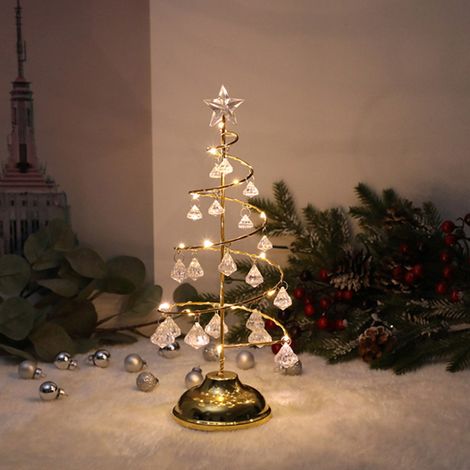 Lampe de Noël LED à piles en spirale avec étoile décorative pour la maison et la chambre, couleur argent. (1/5)