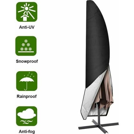 Parasol Cover, 265cm Garden Parasol Cover/Protective Cover for Parasol, Waterproof Oxford Cloth, Black A (1/5)