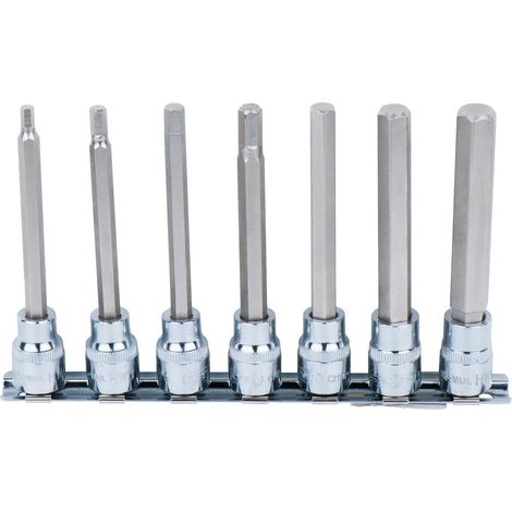 3/8" Jeu de douilles tournevis 6 pans intérieur CHROMEplus, longues, 7 pcs 4-12 mm (1/2)