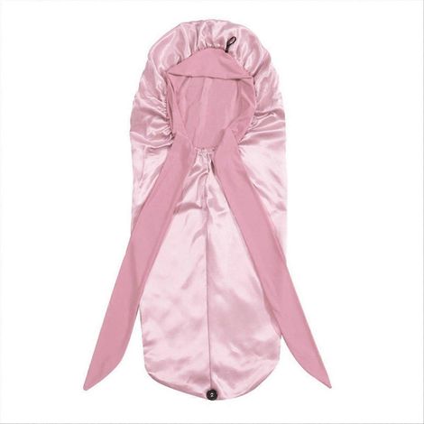 Rosa Damen-Nachthaube mit langem Zopf (1/5)
