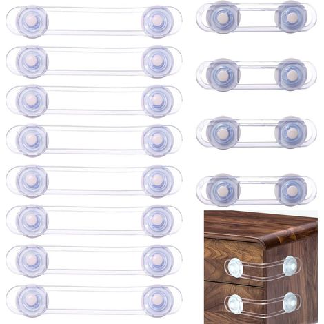 Verrou de sécurité pour armoire 12 Buc 16,5 cm, à enclenchement rapide, pour placard de cuisine, tiroir, réfrigérateur, four, porte, fenêtre, WC, lave-linge 12 Buc (1/5)