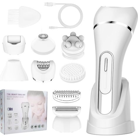 Épilateur électrique pour femmes, tondeuse corporelle pour le maillot, rasoir pour les jambes, 7 en 1-AquaForge (1/4)