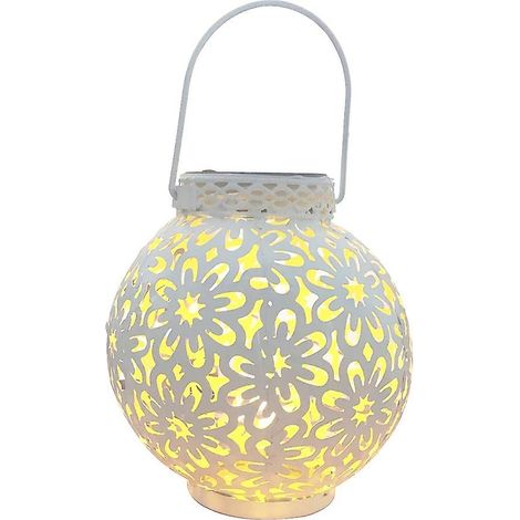 Lanterne solaire en fer forgé ajouré style rétro, à suspendre pour l'extérieur, jardin ou maison. Décoration pour terrasse, cour ou maison. (1/5)